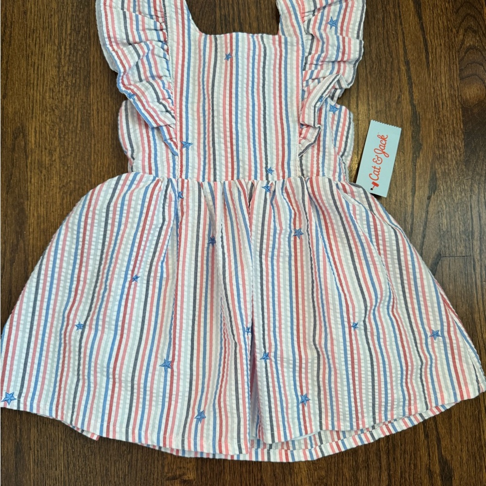 Cat & Jack Striped Dress with Ruffle Sleeves